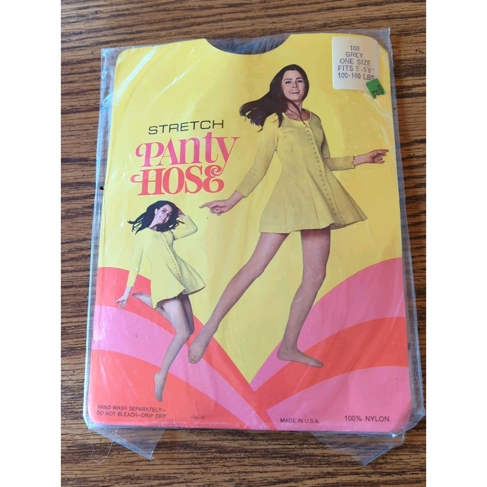 New Old Stock Vintage‎ Grey Fits 5'-5'8" / 100-160lbs Stretch Pantyhose